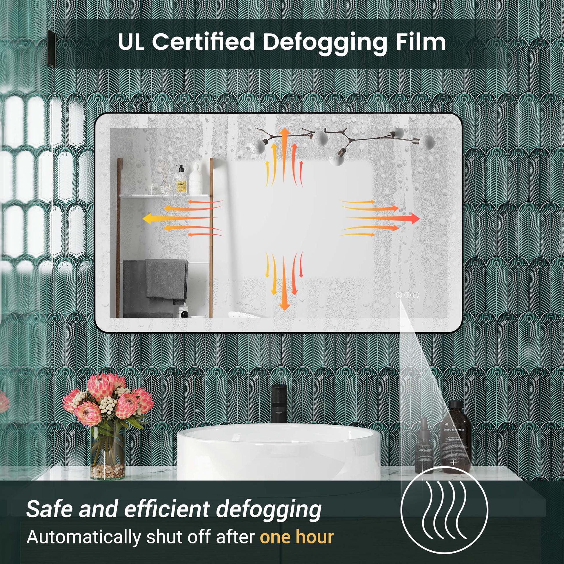 Anti-Fog LED Bathroom Mirror with Aluminum Frame