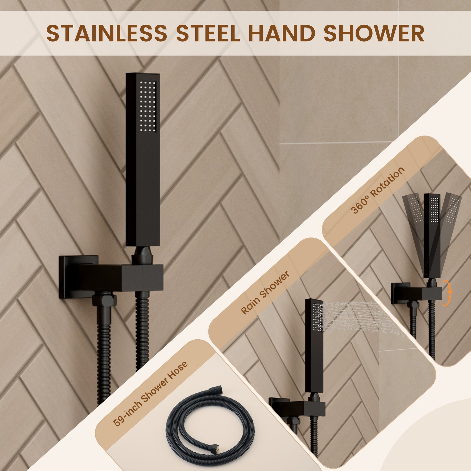 12-inch 4-Function Dual Shower Head System with Tub Spout