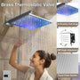 12" Thermostatic LED Shower System Wall-Mount Rain Showerhead with 6 Body Jets