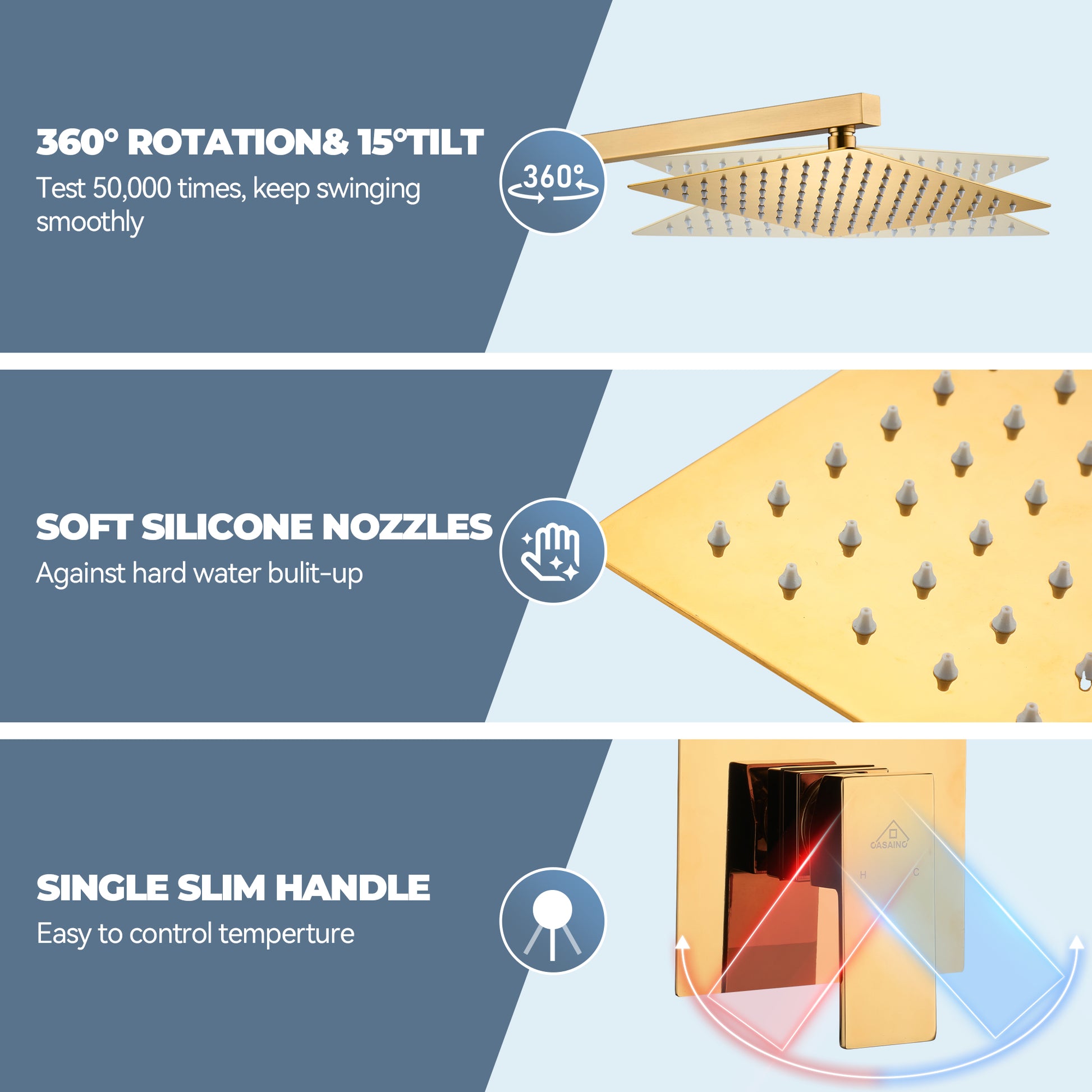 10" Wall Mounted Dual Shower Heads Shower System With Tub Spout 