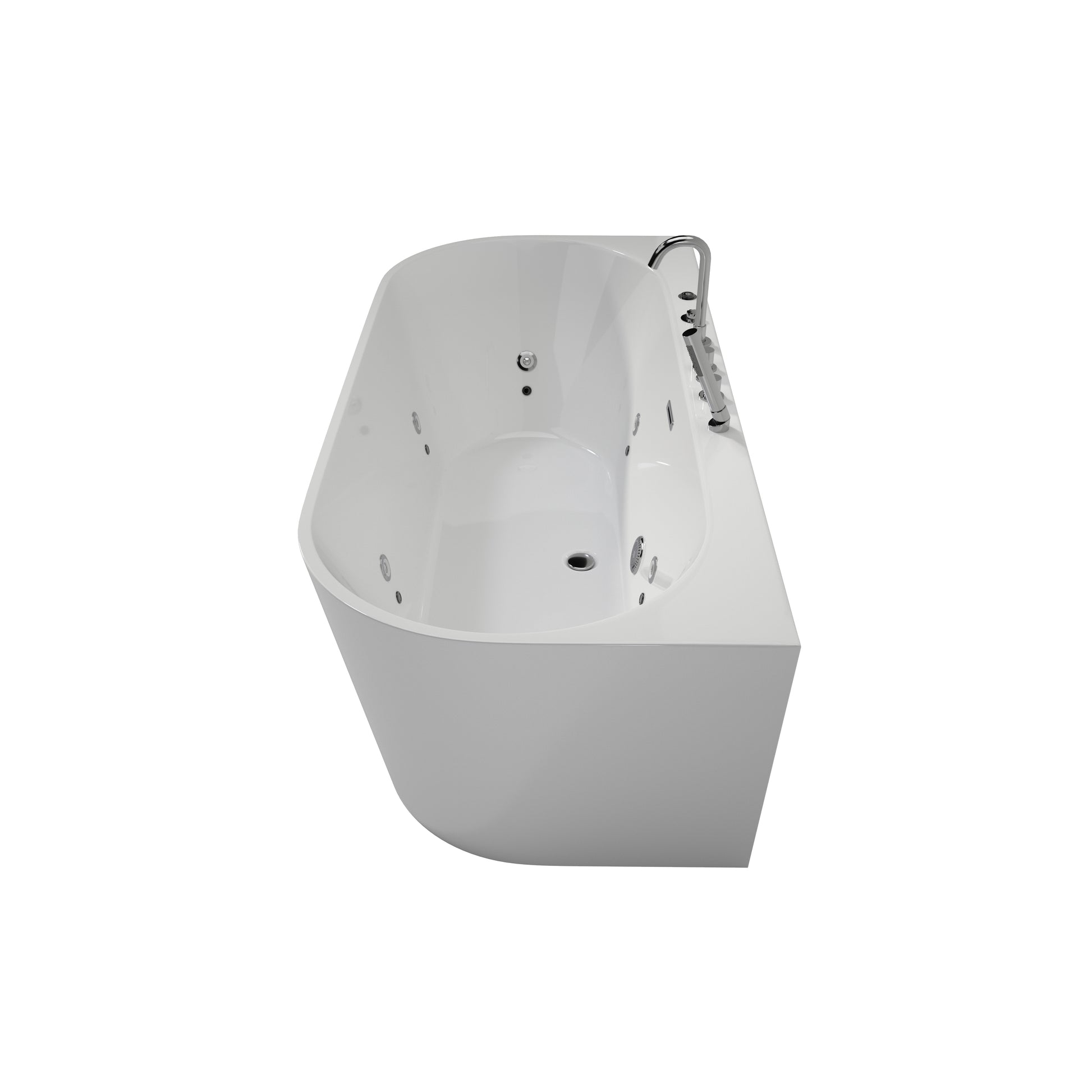 63" Acrylic Freestanding Whirlpool Bathtub with 6 Jets and 7-Color LED Light