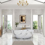 63" Artistic Marble Sculptural Solid Surface Freestanding Soaking Bathtub
