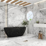 59" Oval Solid Surface Freestanding Bathtub with Black & Gold Star River Pattern