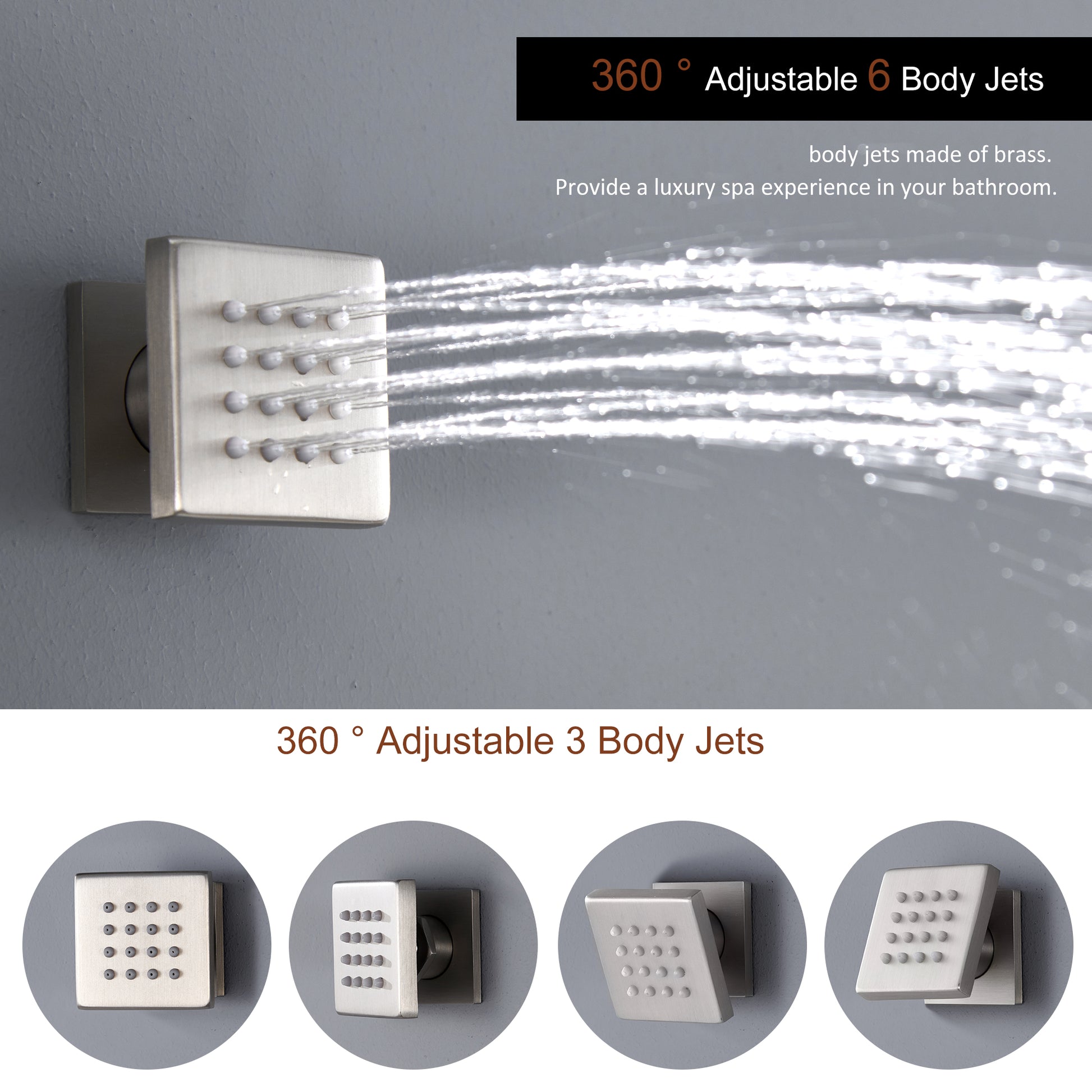 Deluxe 4-Function Thermostatic Shower System with LED Lighting & Bluetooth Music 