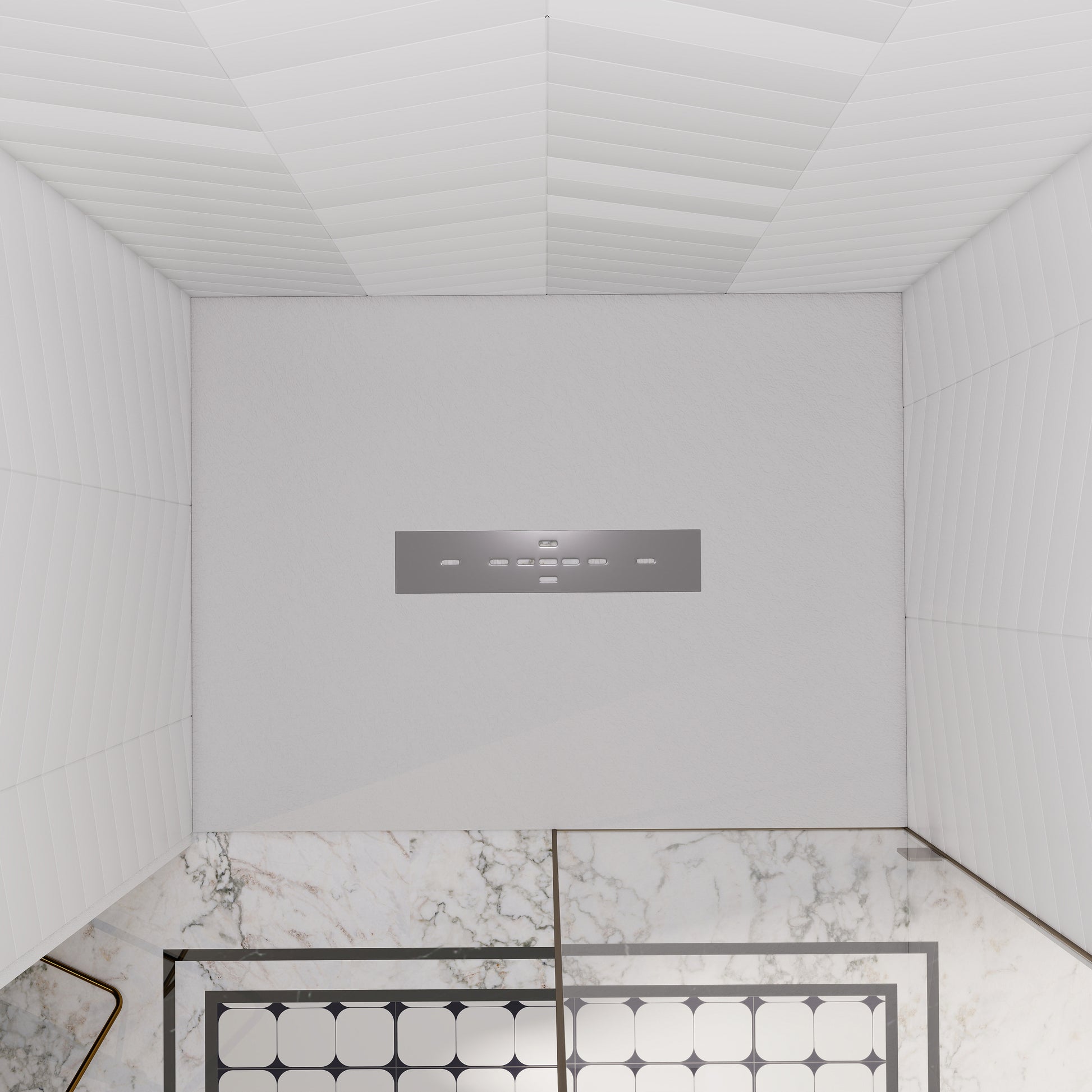 Durable SMC Composite Shower Base Pan with Center Drain in Black & White
