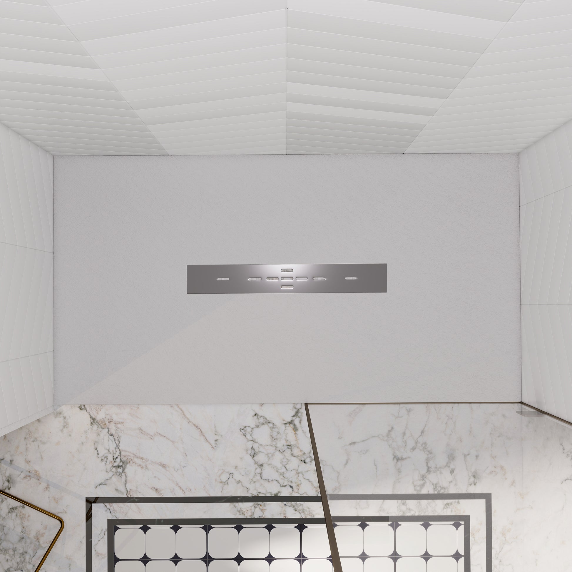 Durable SMC Composite Shower Base Pan with Center Drain in Black & White
