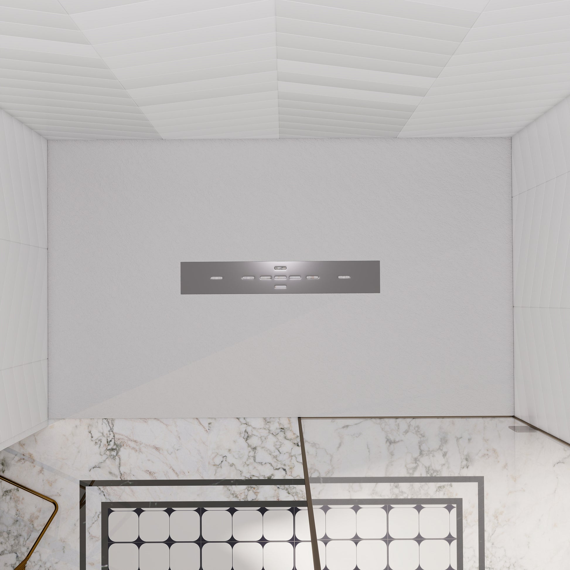 Durable SMC Composite Shower Base Pan with Center Drain in Black & White
