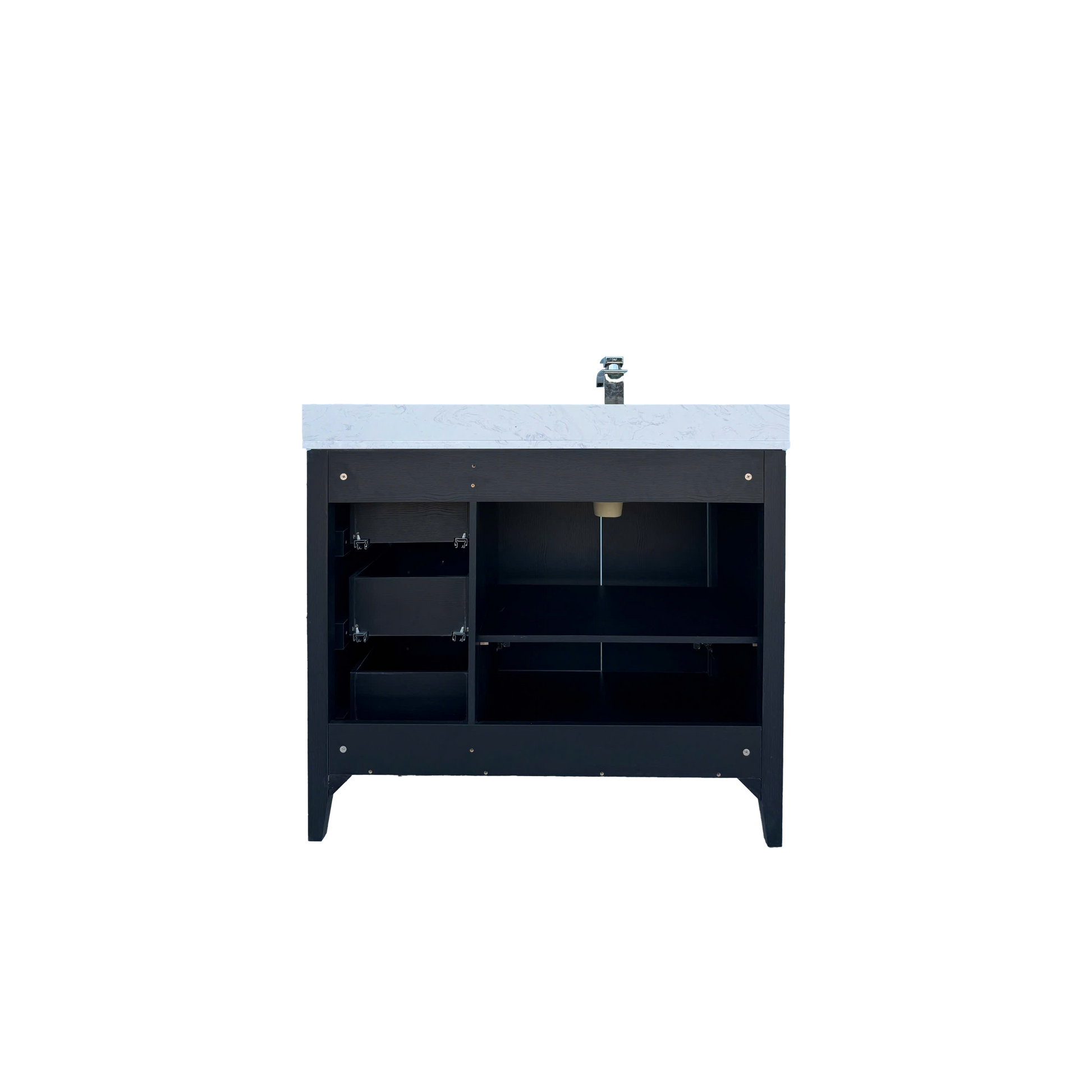 42" Matte Black Bathroom Vanity with Single Sink & Marble Top