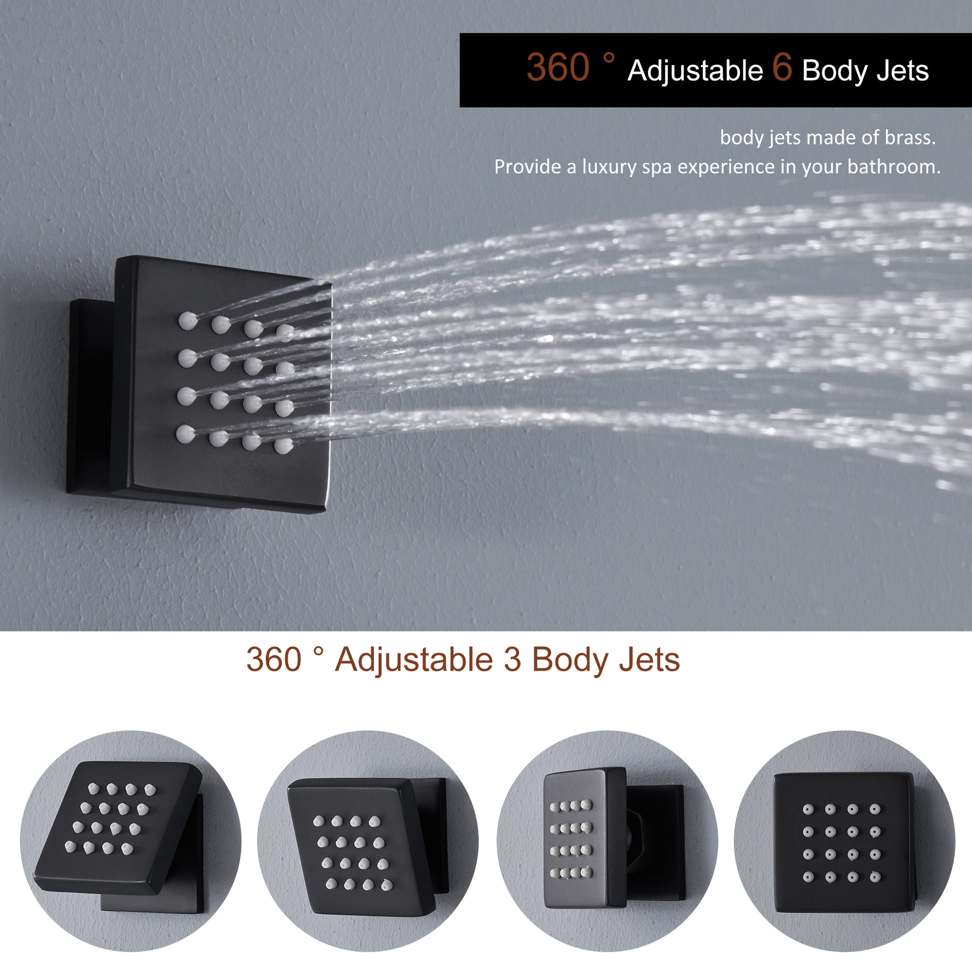 Deluxe 4-Function Thermostatic Shower System with LED Lighting & Bluetooth Music 