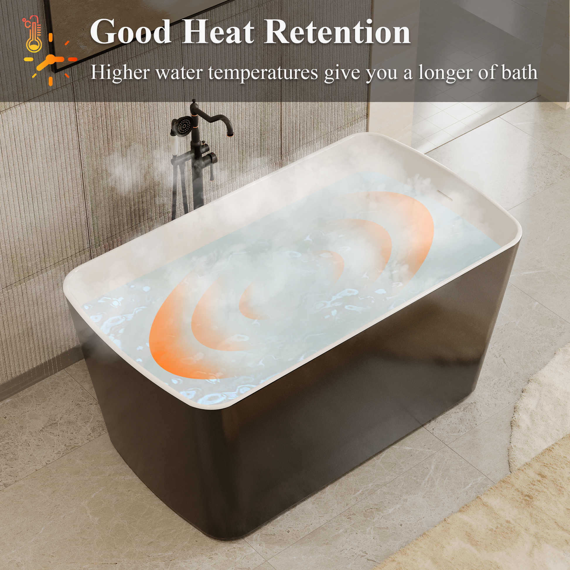 49" Acrylic Freestanding Japanese Soaking Bathtub with Sit-In Design