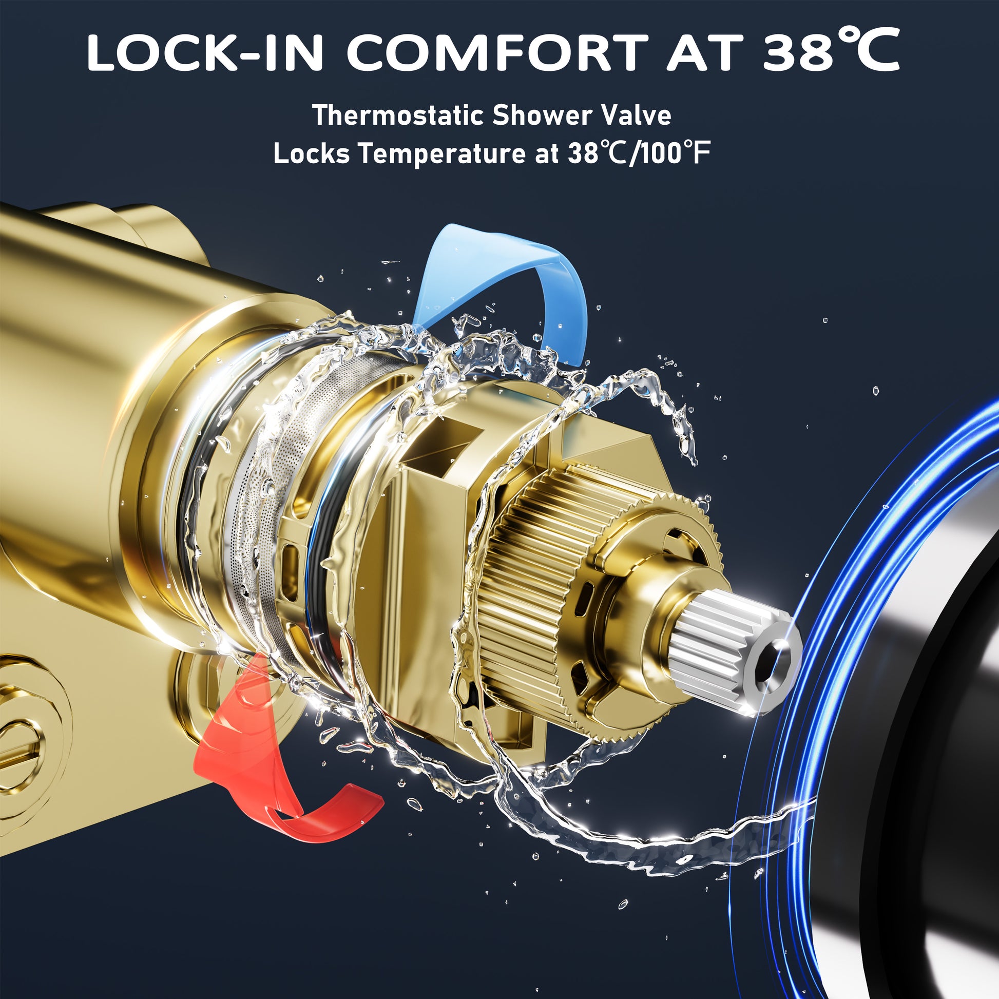 22*9 inch 4-Function Thermostatic Shower System with Digital Display and 6 Body Jets