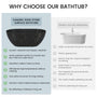 59" Oval Solid Surface Freestanding Bathtub with Black & Gold Star River Pattern