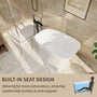 51" Matte White Solid Surface Freestanding Bathtub with Integrated Seat