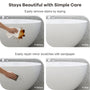 63" Matte White Solid Surface Freestanding Soaking Bathtub with Deck-Mount Faucet Set