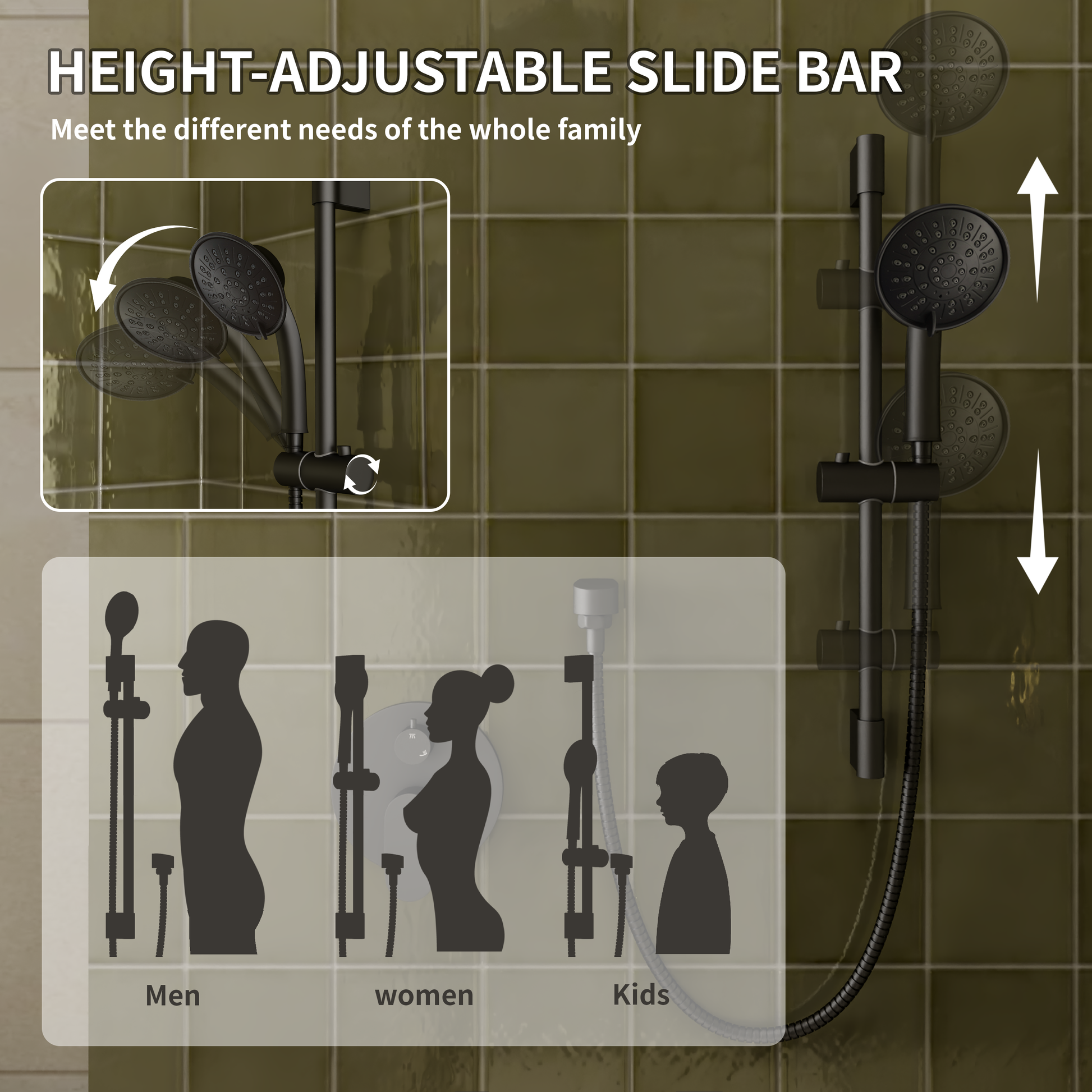 8" Rain Shower Head System with Pressure Balance Valve