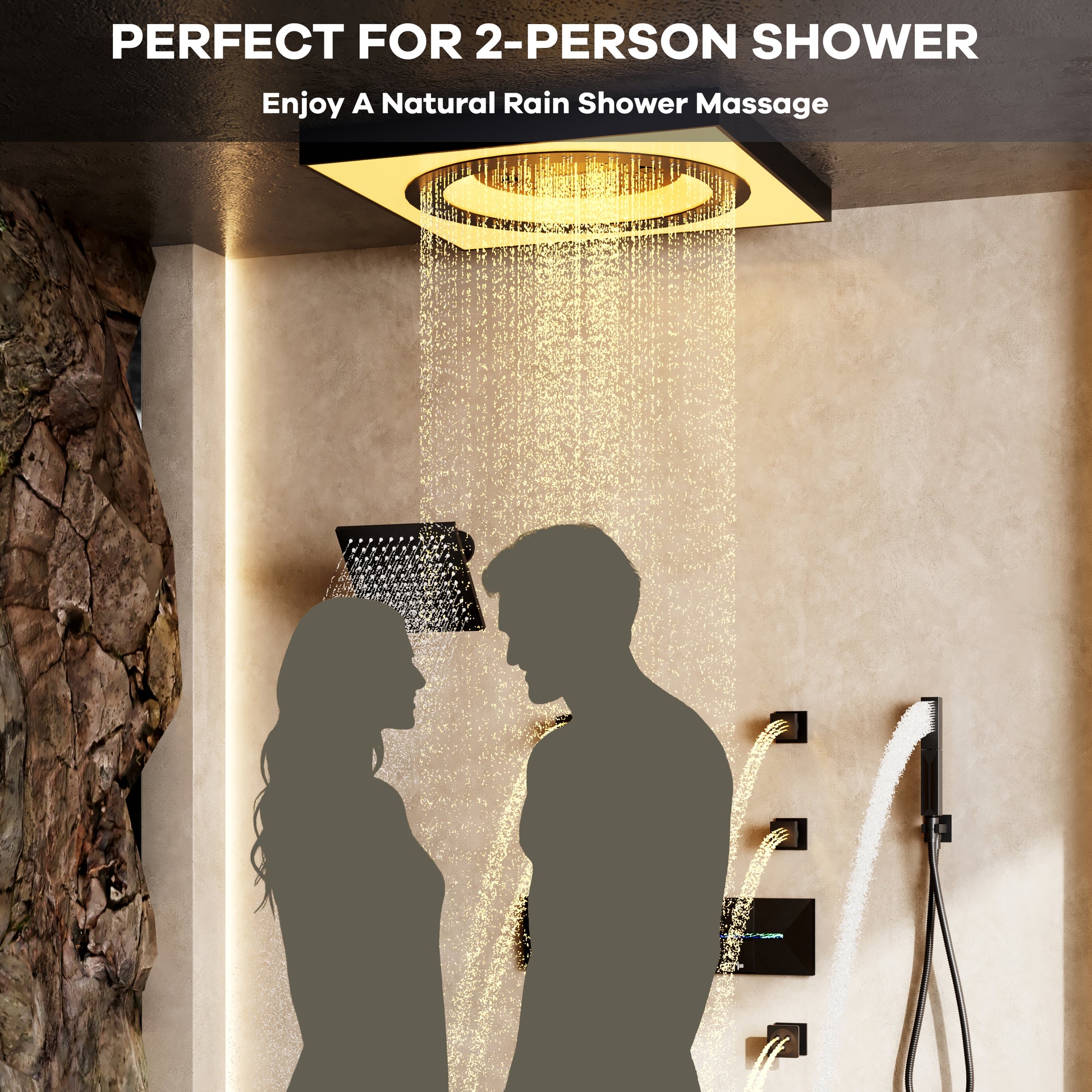 24-inch 6-Function Thermostatic Shower System with LED Light & Body Jet & Slide Bar