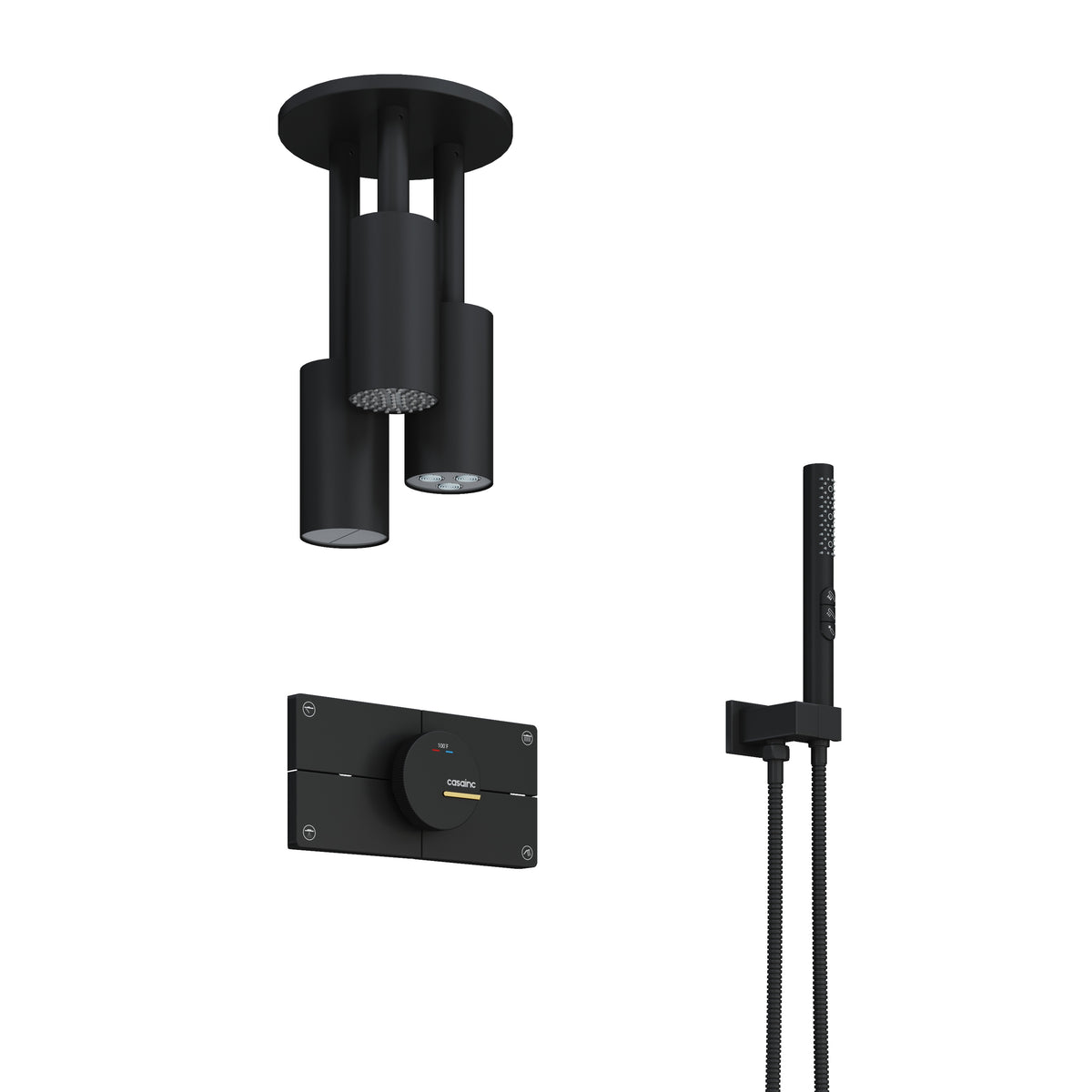 4-Function Luxury Thermostatic Shower System, 304 Stainless Steel Showerhead with Hand Shower