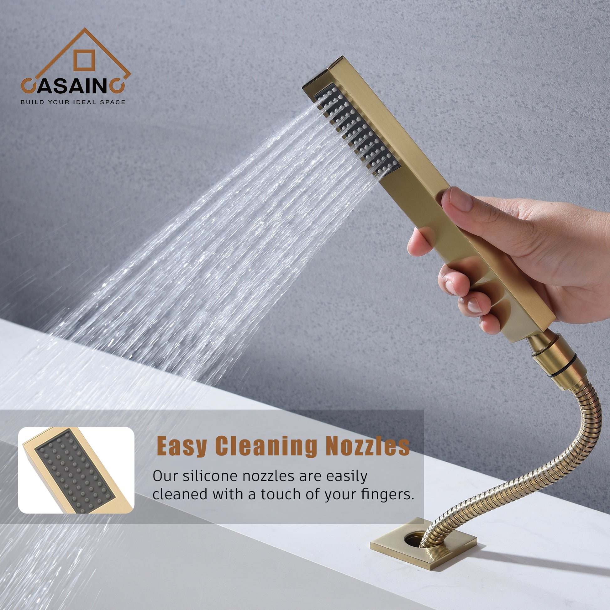 CASAINC Hot Sale 5 hole Bathtub Faucet With Handheld Shower Head