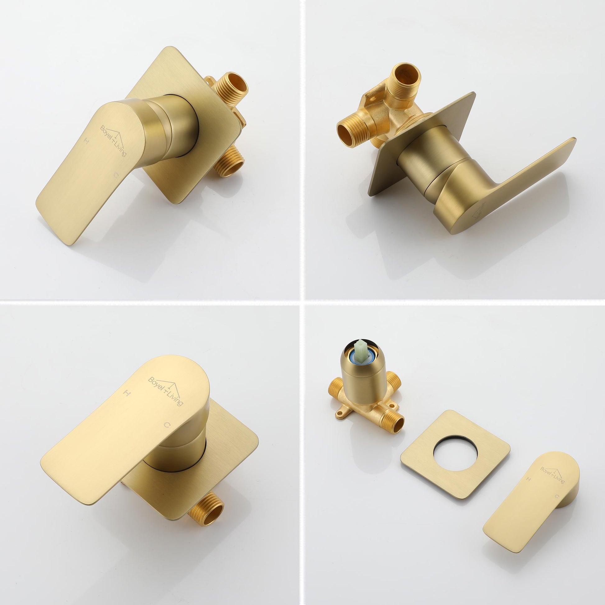 Wall Mounted Waterfall Bathroom Sink Faucet in Matte Black & Brushed Gold