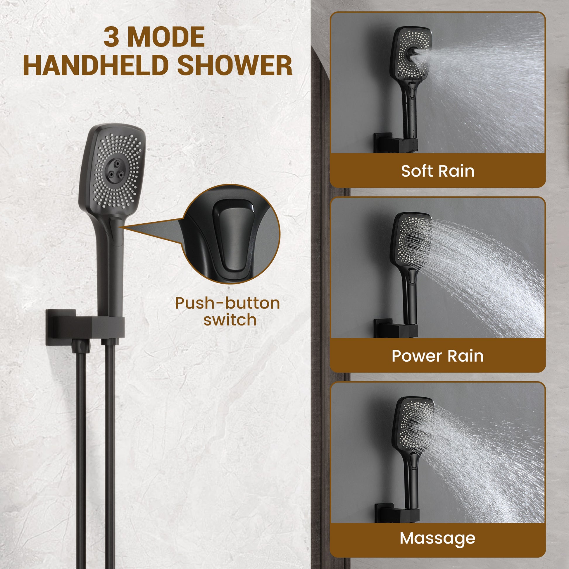 12-inch x 8-inch Wall-Mounted Dual-Function Shower System with Hand Shower