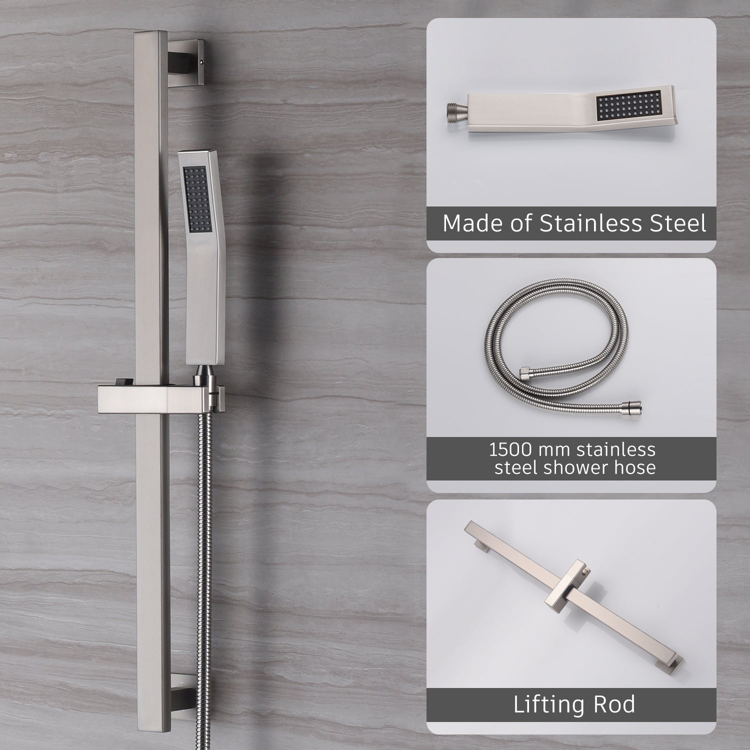 CASAINC 2 Function 10" Ceiling Mount Dual Shower Heads Shower System With Sliding Rod Shower Hand