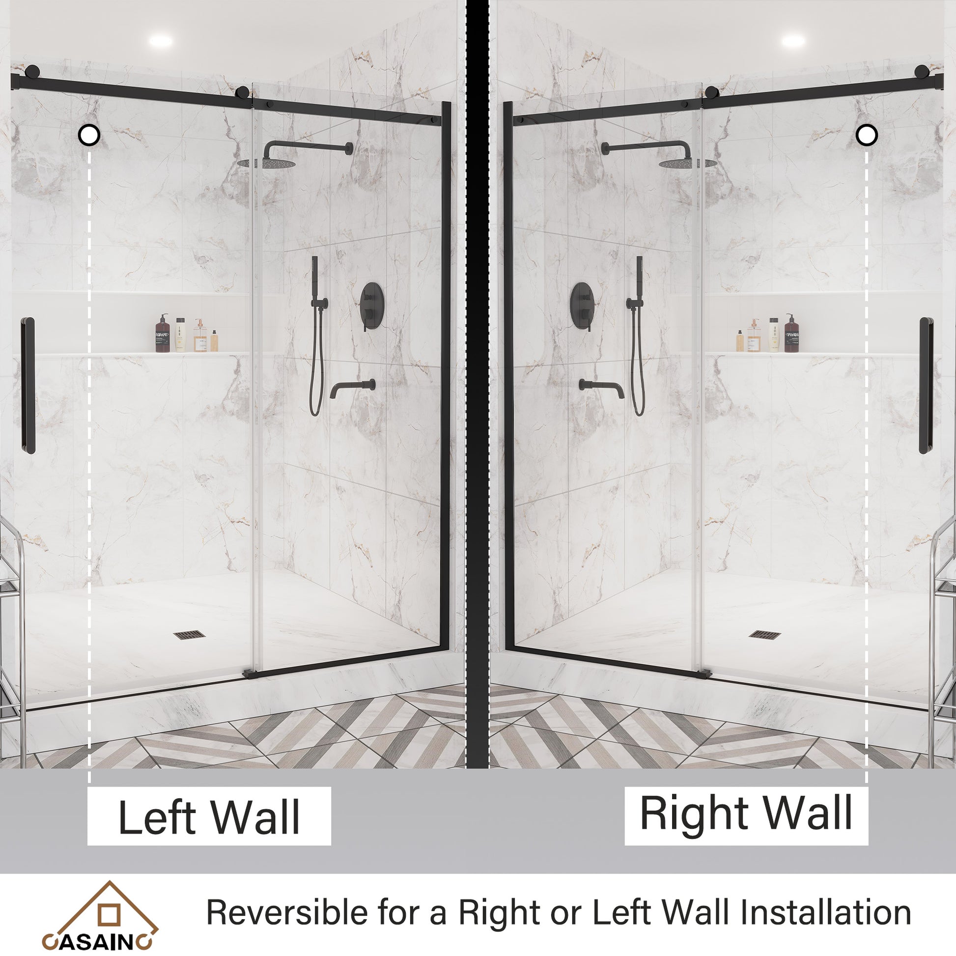60"x76" Single Sliding Frameless Shower Door in Matte Black/Brushed Nickel/Chrome, Sleek Sliding Single Shower Enclosure Designed for Elegance