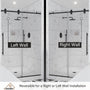 48"x76" Frameless Single Sliding Shower Door in Matte Black/Brushed Nickel/Chrome, Reversible Installation