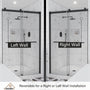 48"x76" Double Frameless Shower Door in Matte Black/Brushed Nickel/Chrome, Sliding Shower Enclosure with Rounded Corners Tempered Glass