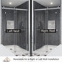 48"x76" Double Frameless Shower Door in Matte Black/Brushed Nickel/Chrome, Sliding Shower Enclosure with Rounded Corners Tempered Glass