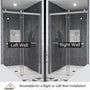 48"x76" Double Frameless Shower Door in Matte Black/Brushed Nickel/Chrome, Sliding Shower Enclosure with Rounded Corners Tempered Glass