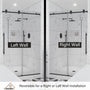 48"x76" Frameless Single Sliding Shower Door in Matte Black/Brushed Nickel/Chrome, Tempered Safety Glass and Reversible Installation