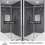 48"x76" Frameless Single Sliding Shower Door in Matte Black/Brushed Nickel/Chrome, Tempered Safety Glass and Reversible Installation
