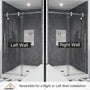 48"x76" Frameless Single Sliding Shower Door in Matte Black/Brushed Nickel/Chrome, Reversible Installation