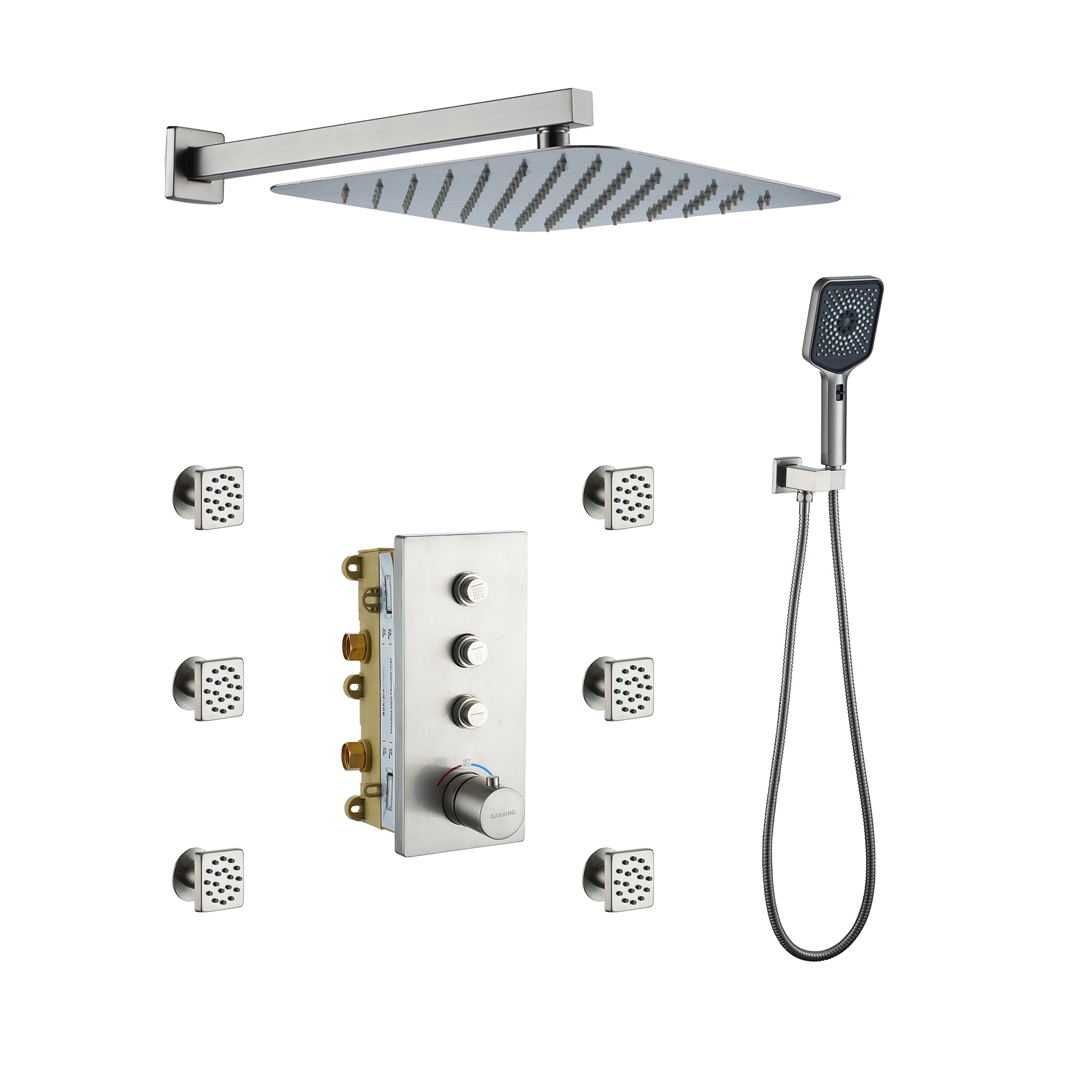 3 Functions 12 Inch Wall Mount Thermostatic Shower System