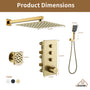 12'' Shower System With 3-Function Shower Head & 6 Body Jets