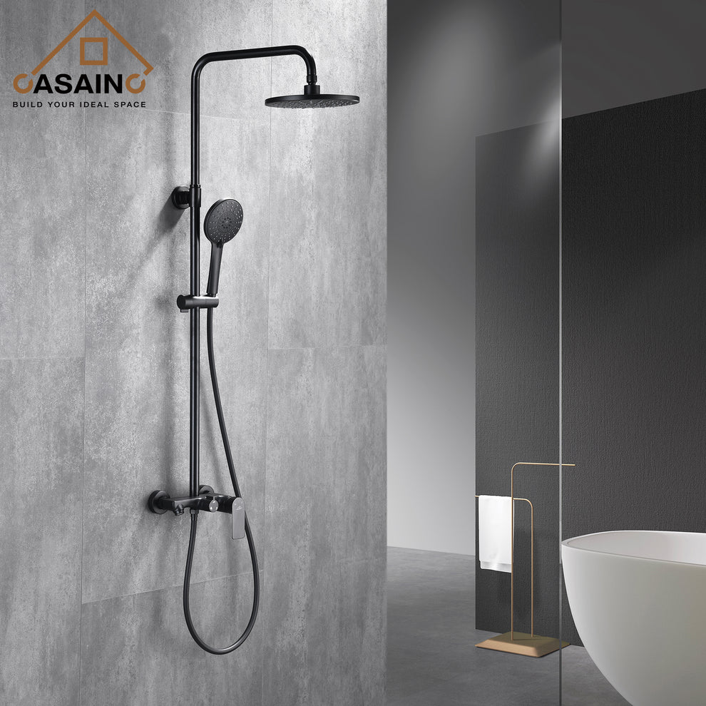 Sample Pot System CASAINC 8-in Round spray Shower system with sliding rods in Mattle ...