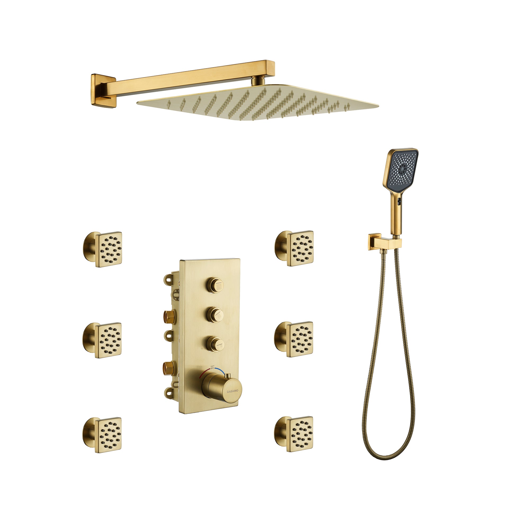 3 Functions 12 Inch Wall Mount Thermostatic Shower System