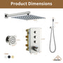 12'' Thermostatic Luxury Rainfall Shower System With 6 Body Jets