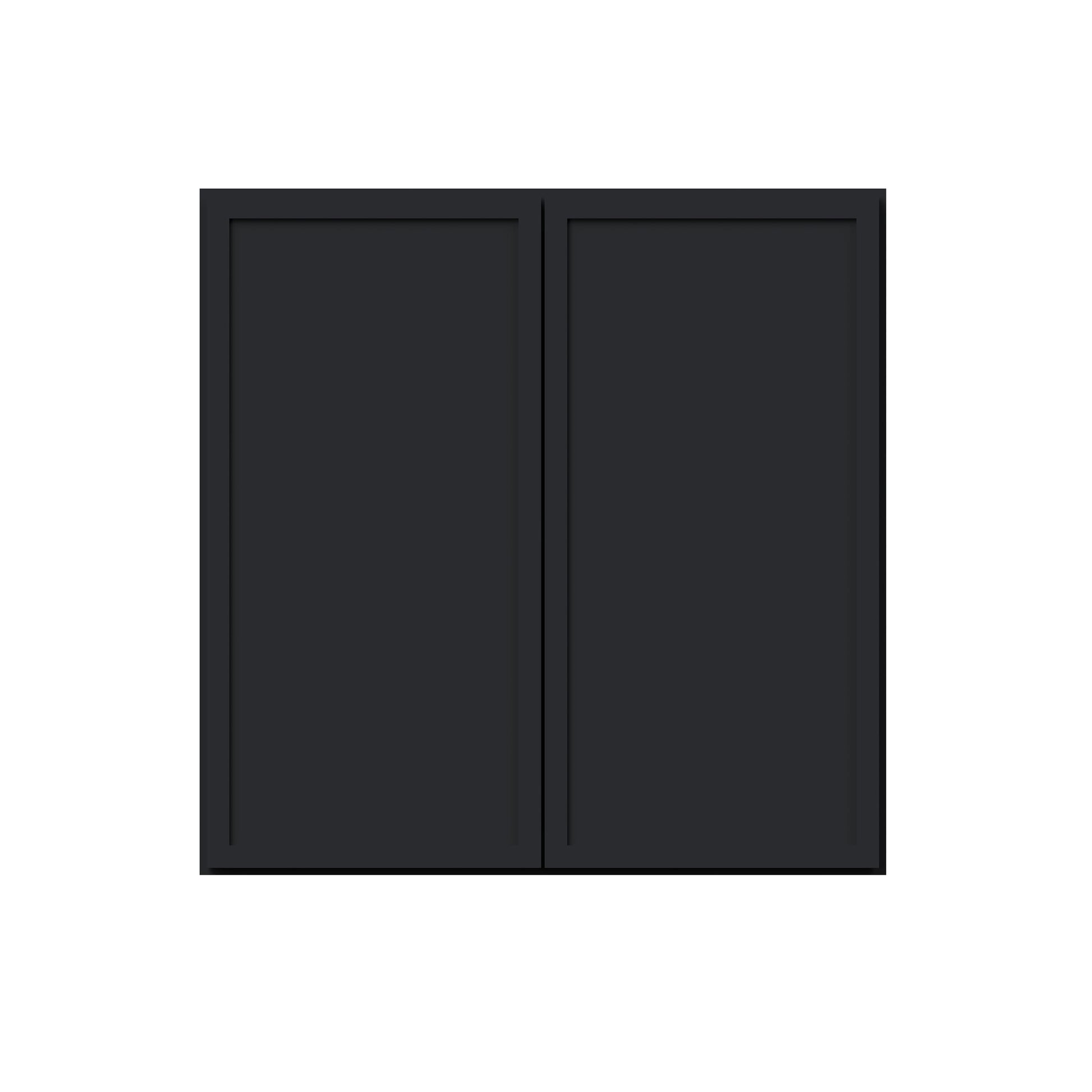 Slim Ebony Black Shaker RTA 24"-36"W x 12"-24"H x 12"D 17-Size Short Wall Cabinet with 2 Doors
