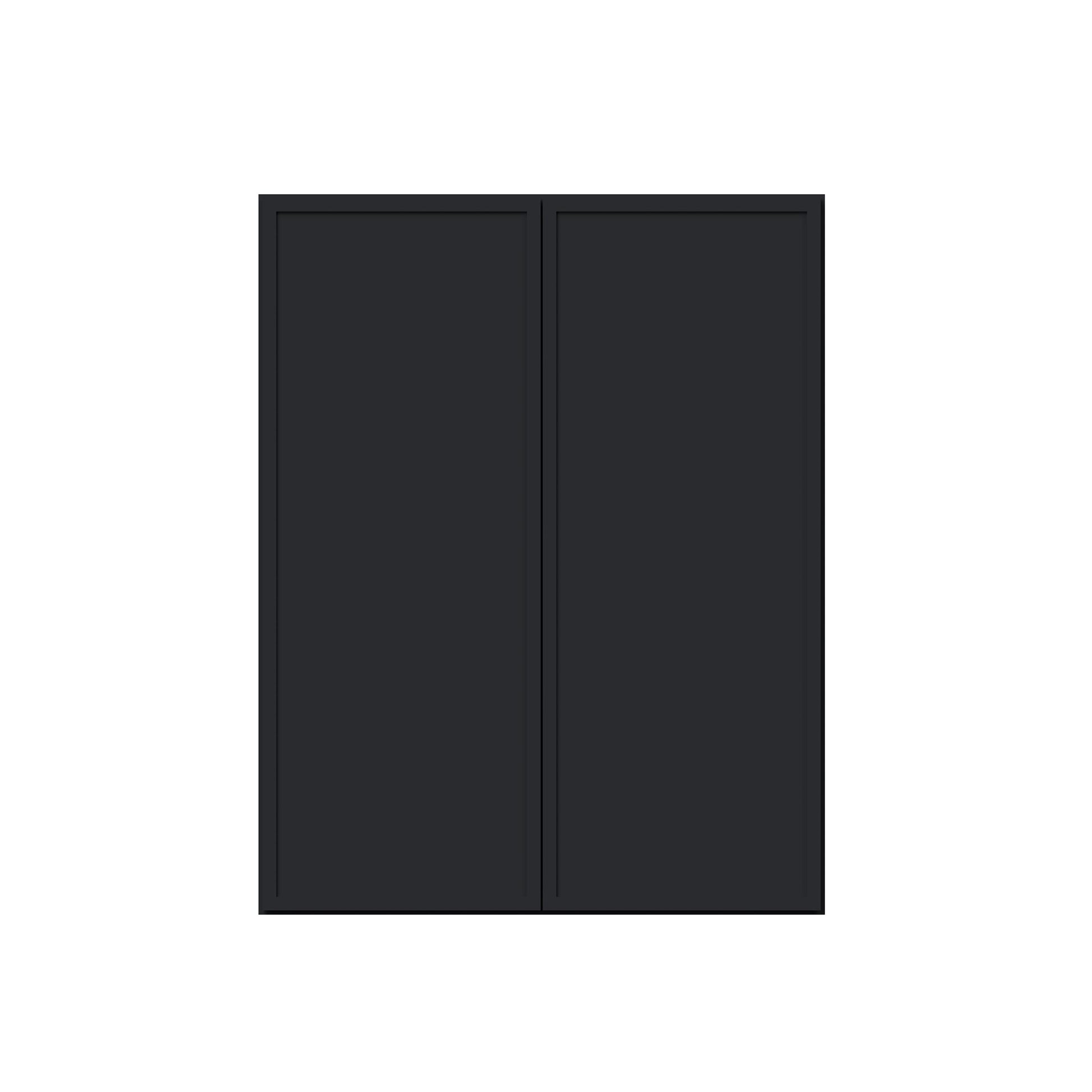 Slim Ebony Black Shaker RTA 24"-36"W x 30"/36"/42"H x 12"D 15-Size Standard Wall Cabinet with 2 Doors