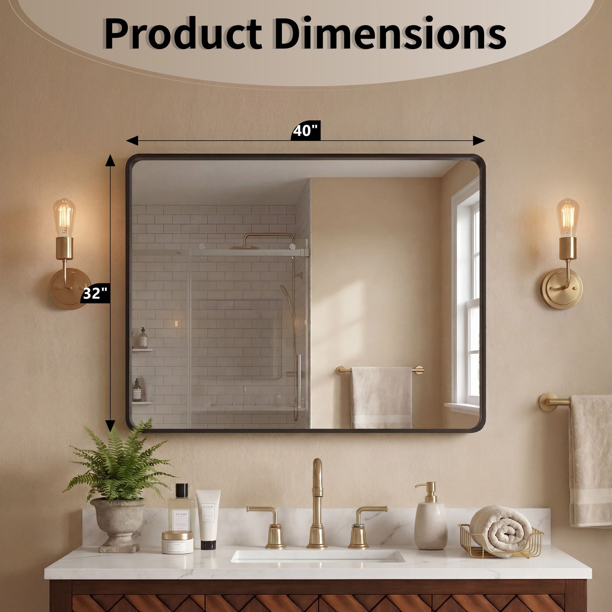 22"-72" W x 28"-40" H 14-Size Modern Aluminum Framed Beveled Bathroom Vanity Mirror with HD Reflection