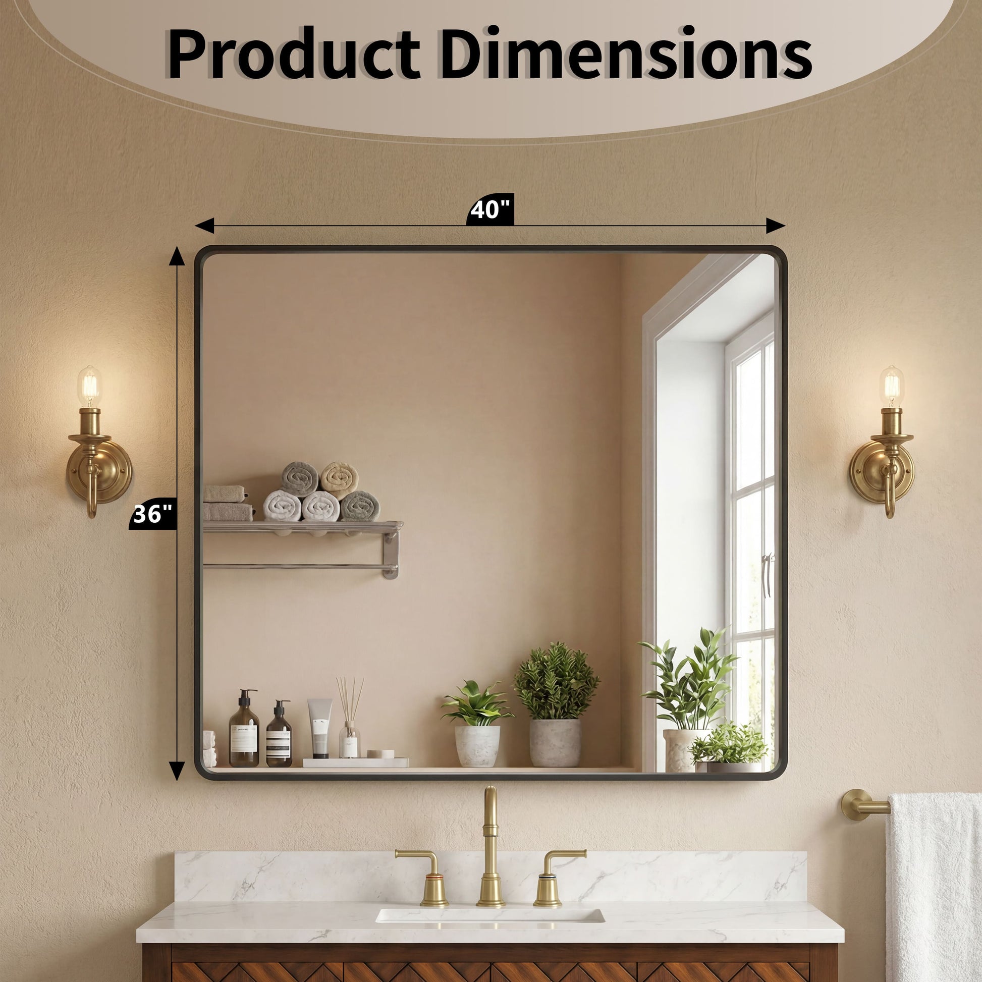 22"-72" W x 28"-40" H 14-Size Modern Aluminum Framed Beveled Bathroom Vanity Mirror with HD Reflection