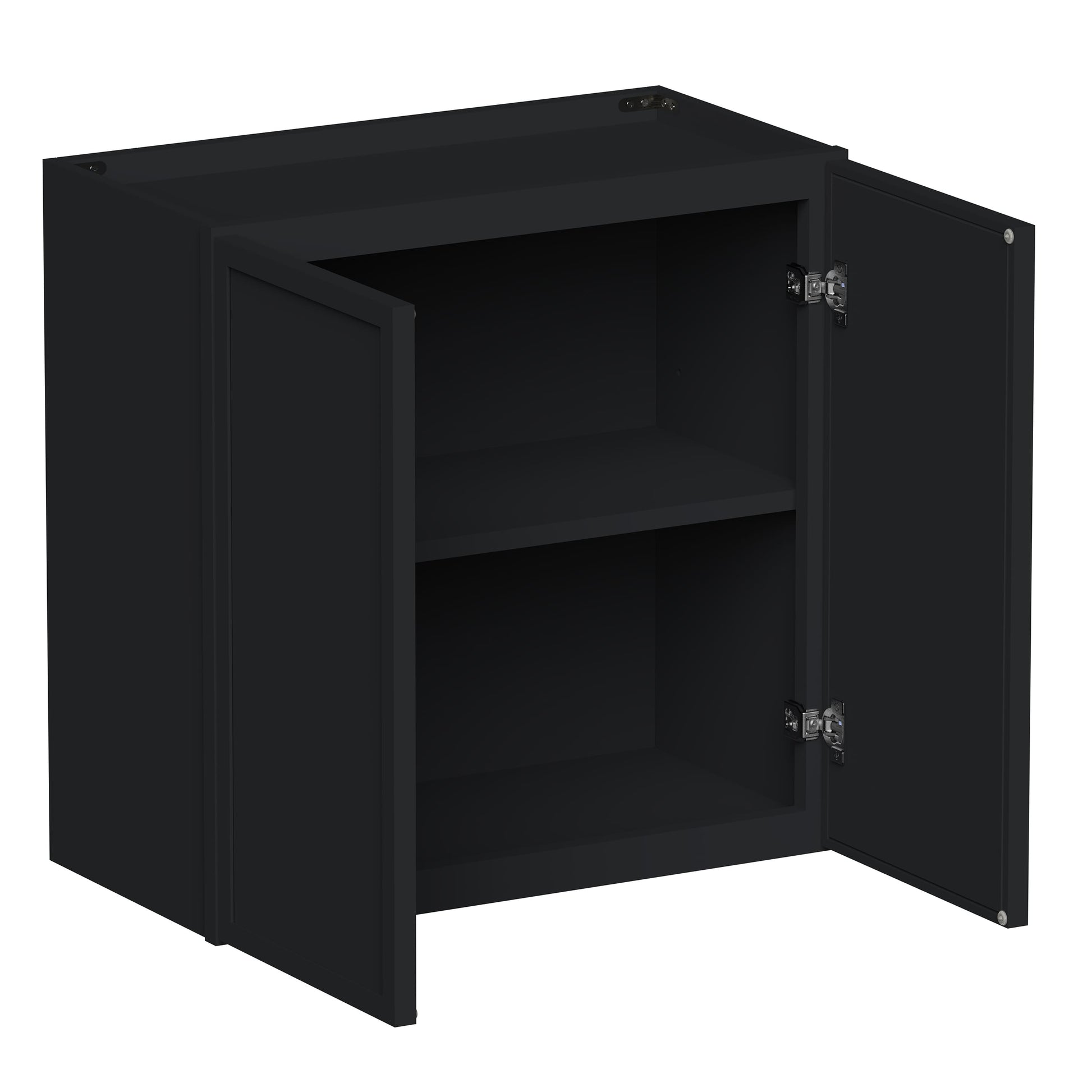 Slim Ebony Black Shaker RTA 24"-36"W x 12"-24"H x 12"D 17-Size Short Wall Cabinet with 2 Doors