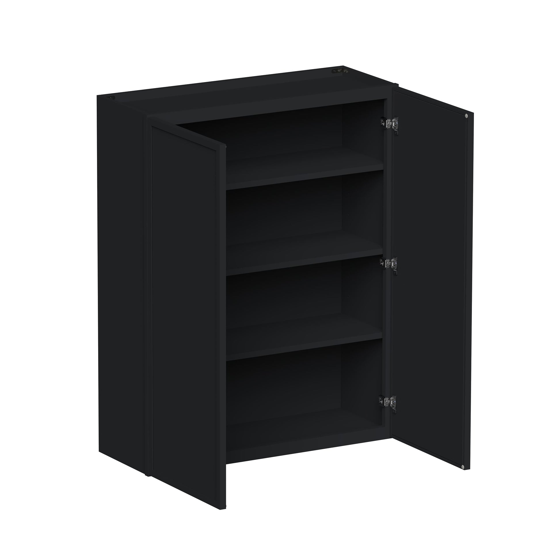 Slim Ebony Black Shaker RTA 24"-36"W x 30"/36"/42"H x 12"D 15-Size Standard Wall Cabinet with 2 Doors