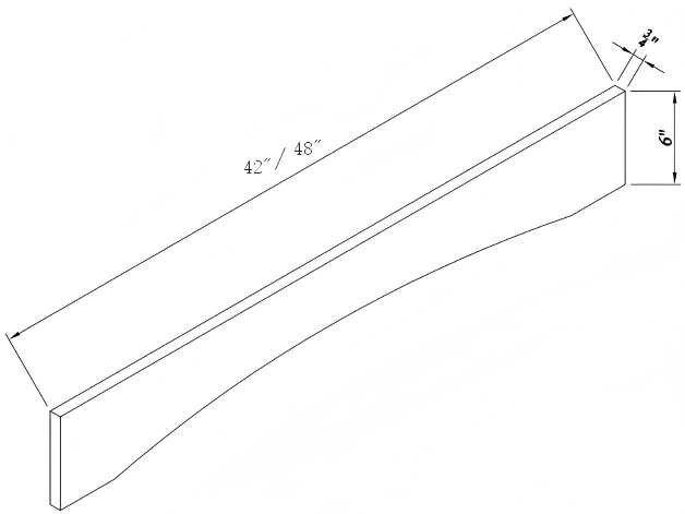 42"/48"W x 6"H x 3/4"D 2-Size Inset Valance Bridge - Truffle Brown