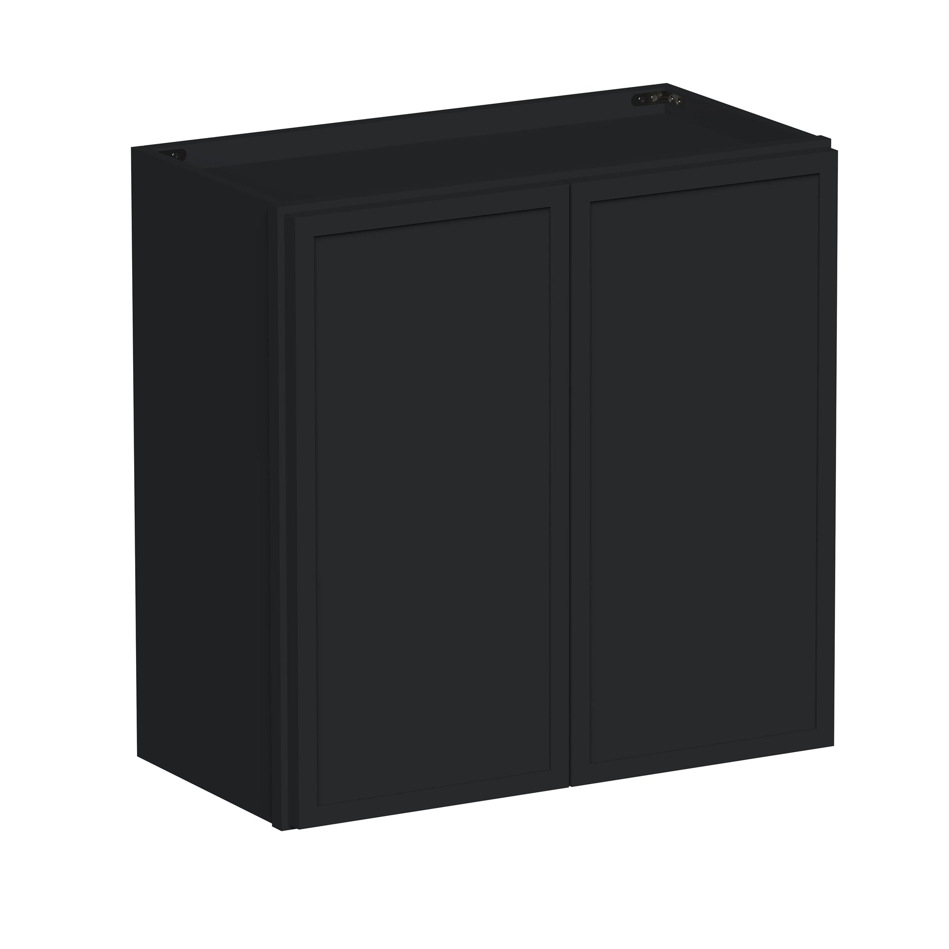 Slim Ebony Black Shaker RTA 24"-36"W x 12"-24"H x 12"D 17-Size Short Wall Cabinet with 2 Doors