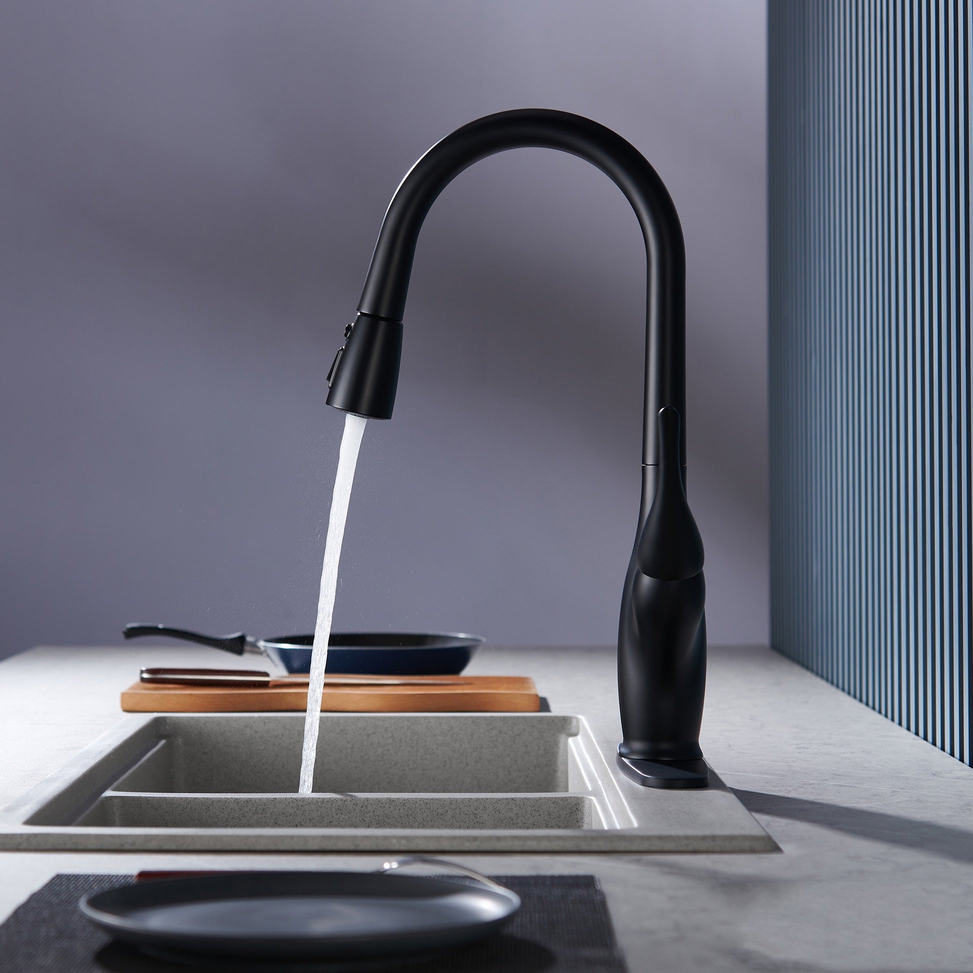 Pull-Down Kitchen Faucet with Dual Function Sprayer 7-Layer Electroplated Finish