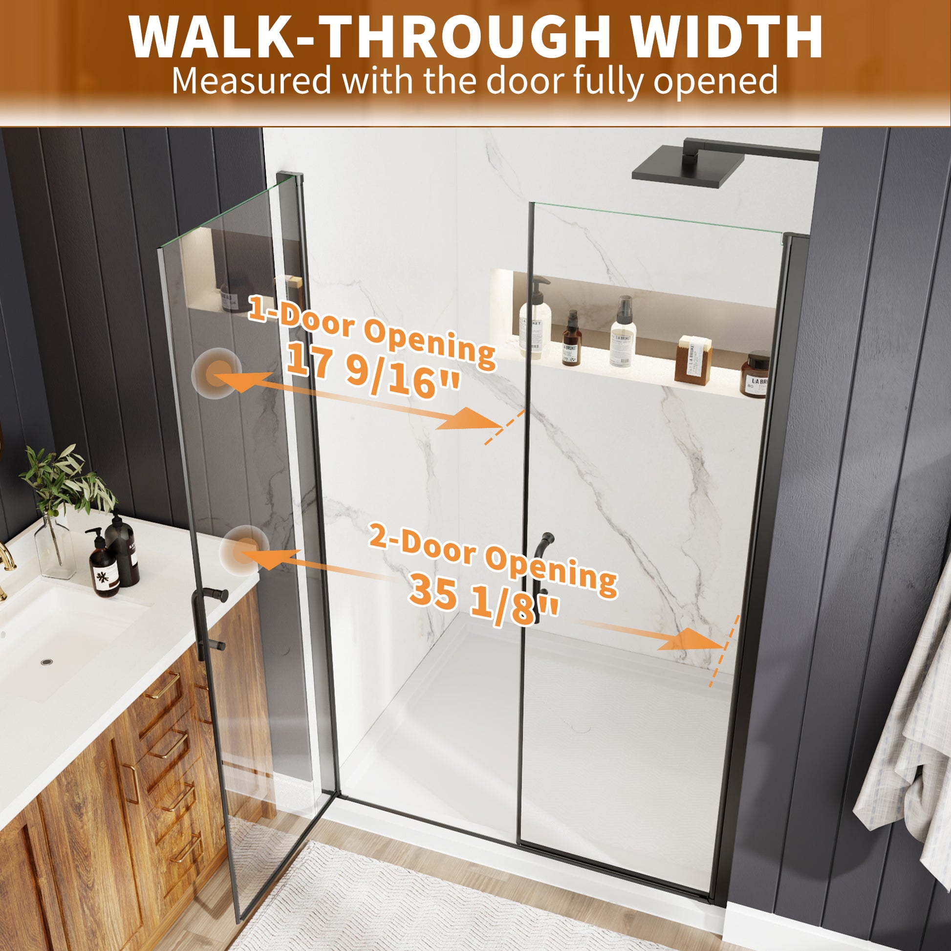 42" x 72" Framed Sliding Shower Door with Soft-Close Mechanism and 6mm Tempered Glass