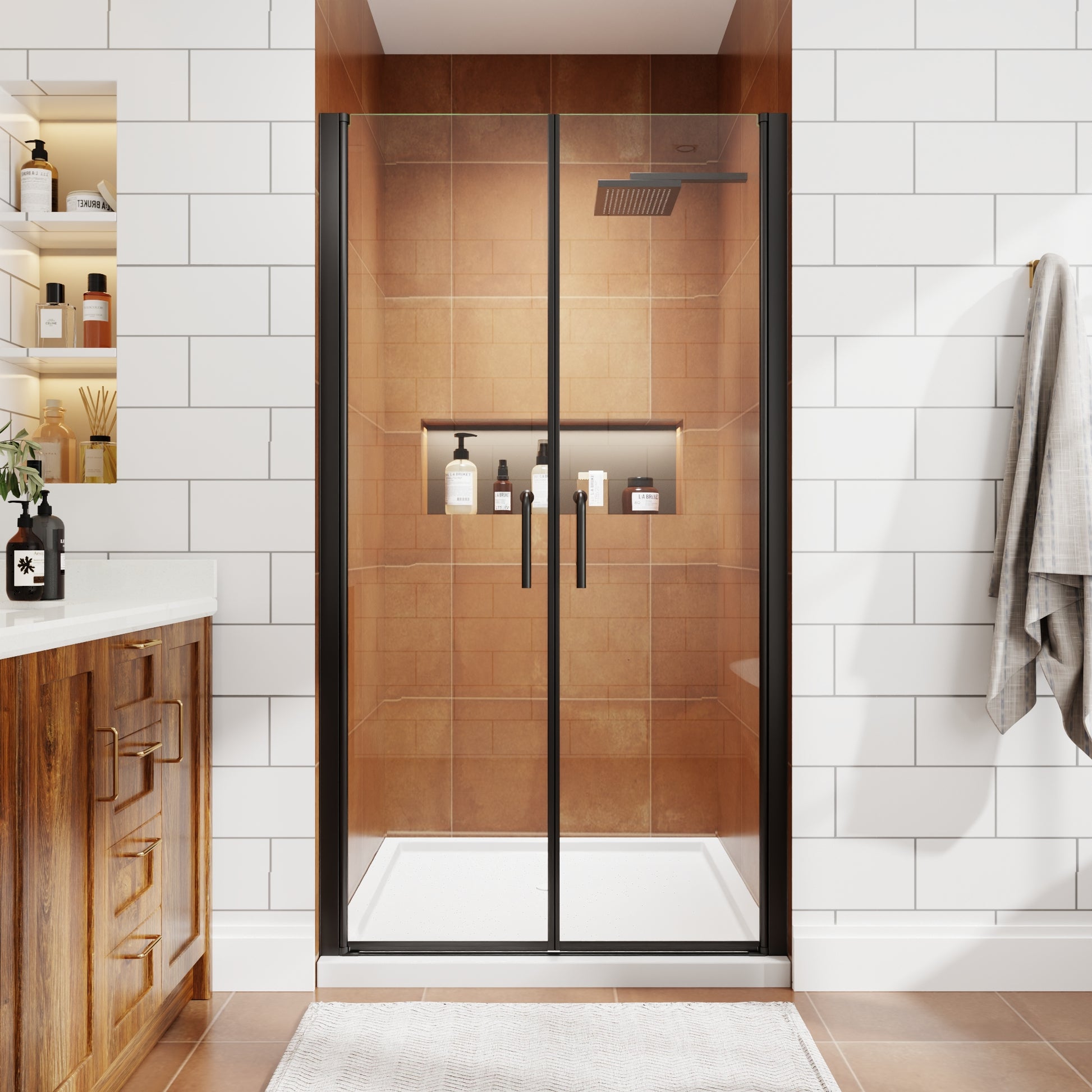42" x 72" Framed Sliding Shower Door with Soft-Close Mechanism and 6mm Tempered Glass