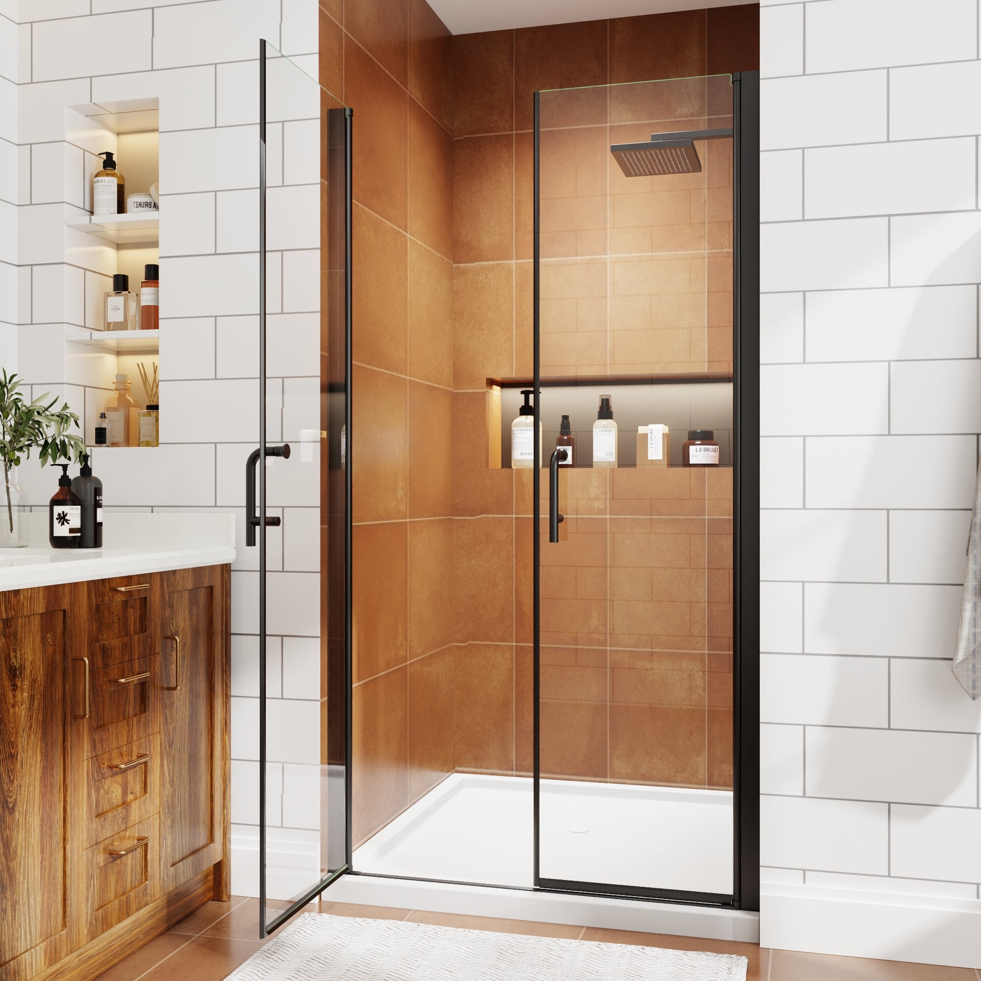 42" x 72" Framed Sliding Shower Door with Soft-Close Mechanism and 6mm Tempered Glass